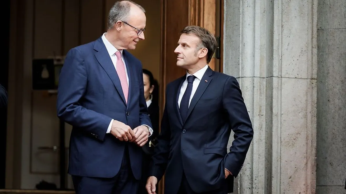 Kanclerz Niemiec Friedrich Merz i prezydent Francji Emmanuel Macron