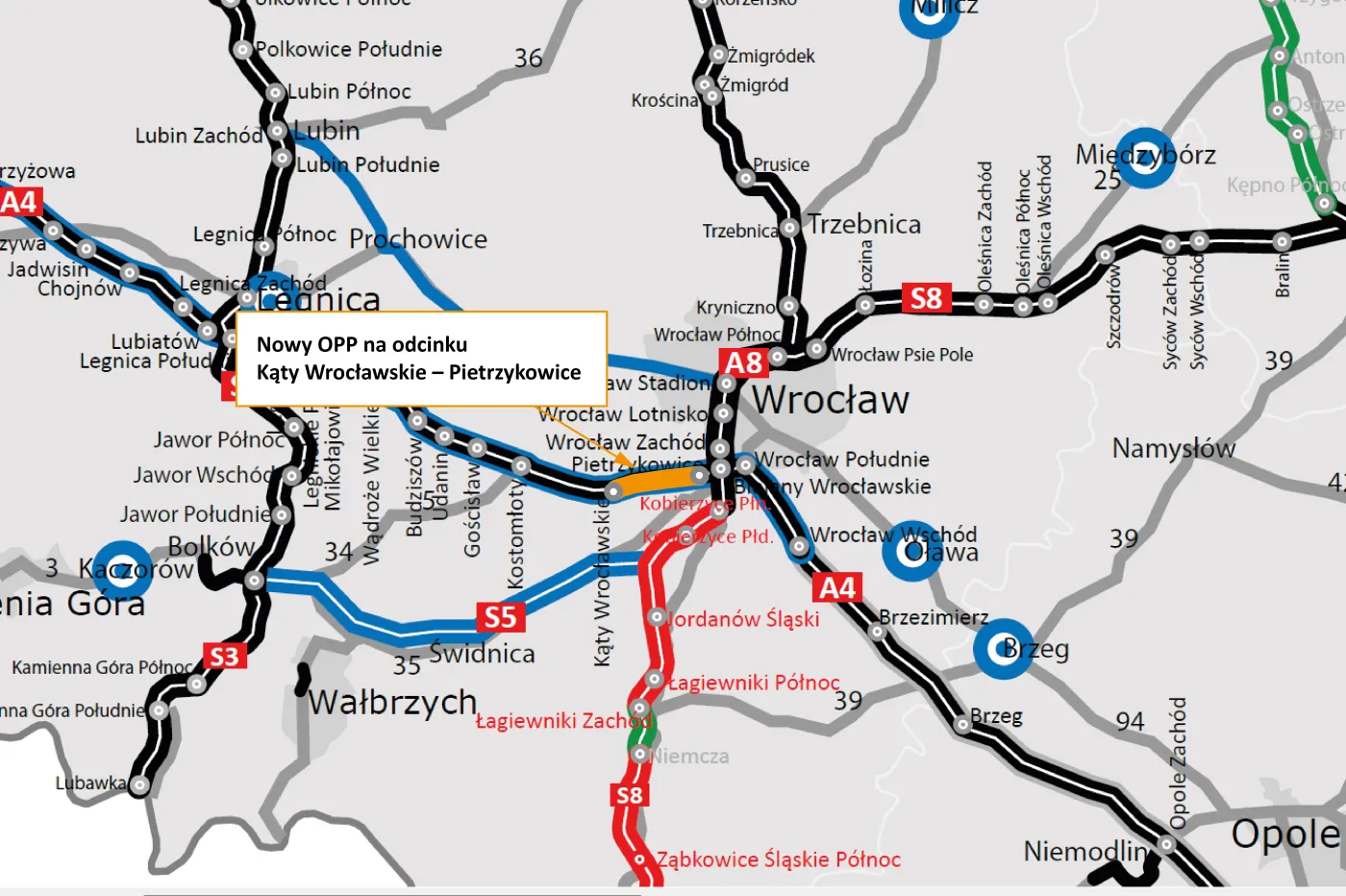 Nowy OPP na A4 (Kąty Wrocławskie – Pietrzykowice )- lokalizacja (Forsal.pl)