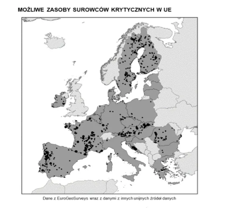 Surowce krytyczne UE - złoża w UE