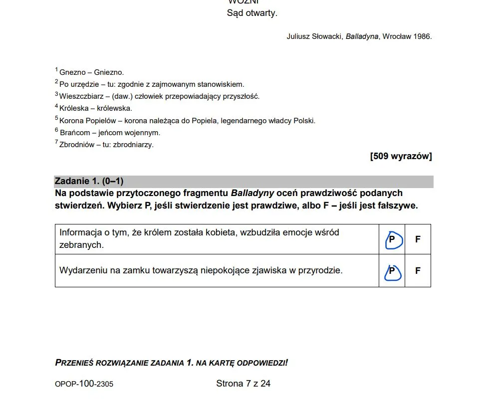Egzamin ósmoklasisty 2023: Odpowiedzi do arkusza CKE z polskiego – strona 7