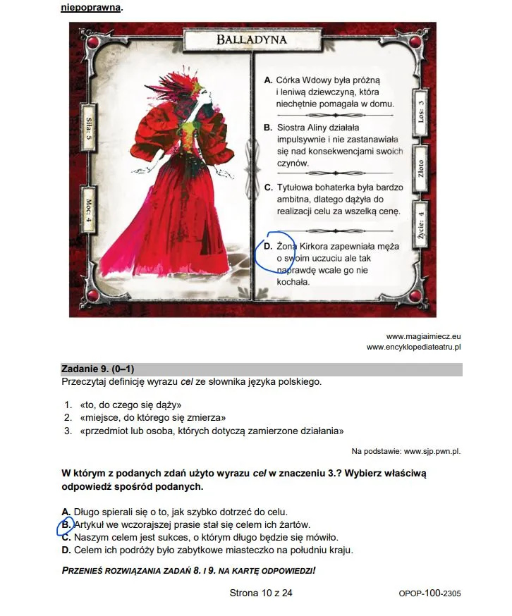 Egzamin ósmoklasisty 2023: Odpowiedzi do arkusza CKE z polskiego – strona 10