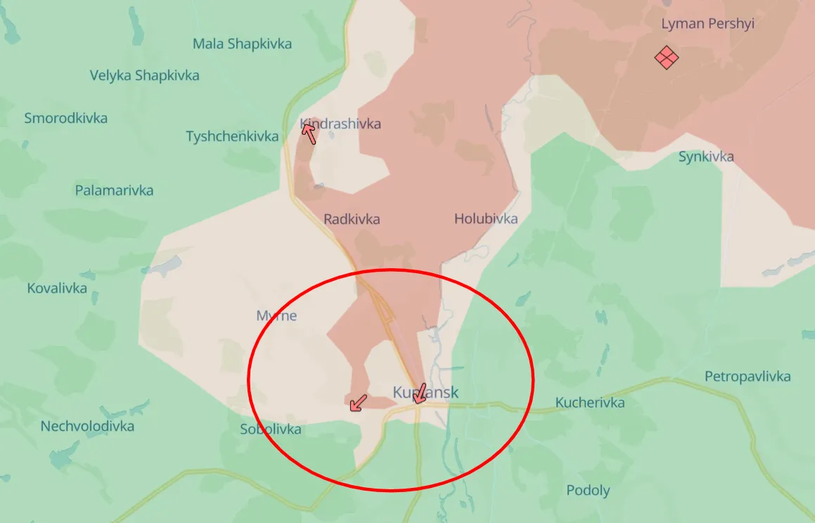 Także na ukraińskich mapach widać że sytuacja w Kupiańsku jest dramatyczna