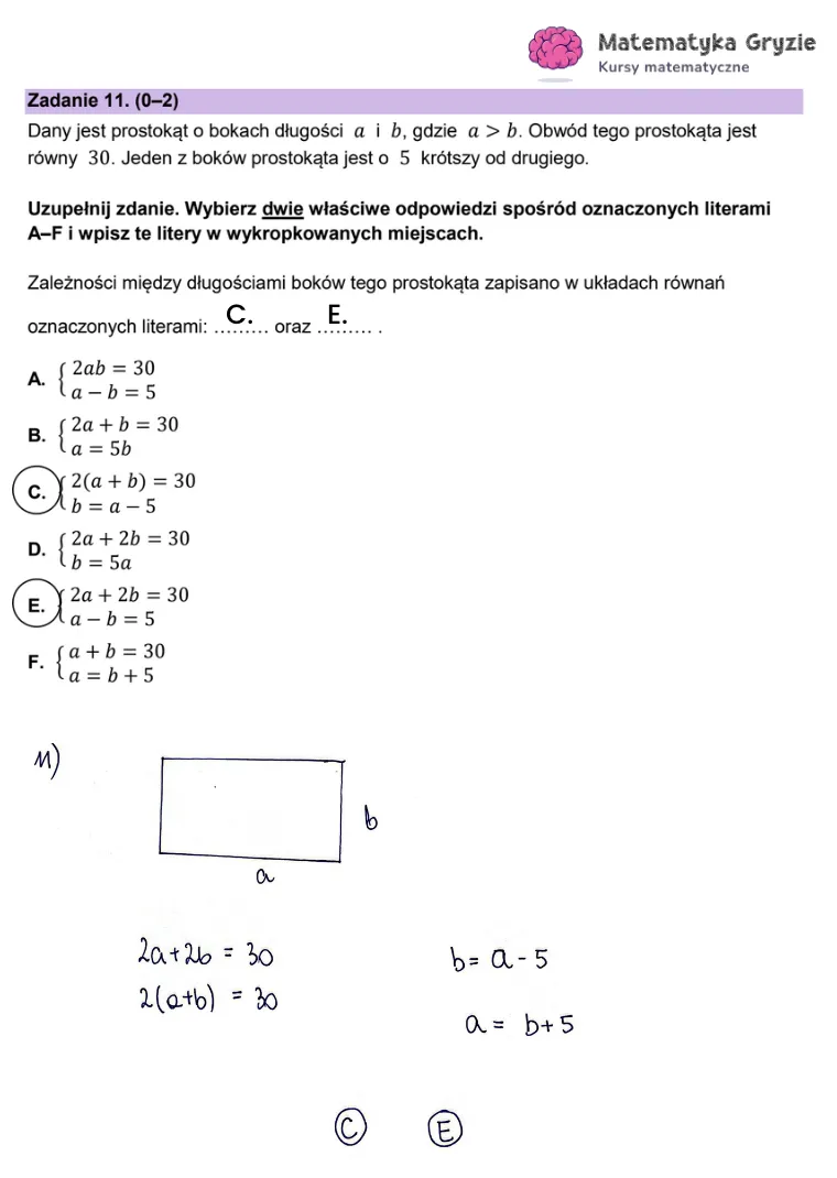 Arkusz CKE i odpowiedzi. Matematyka, poziom podstawowy formuła 2023 - zadanie 11