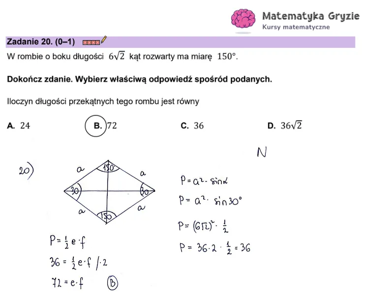 Arkusz CKE i odpowiedzi. Matematyka, poziom podstawowy formuła 2023 - zadanie 20