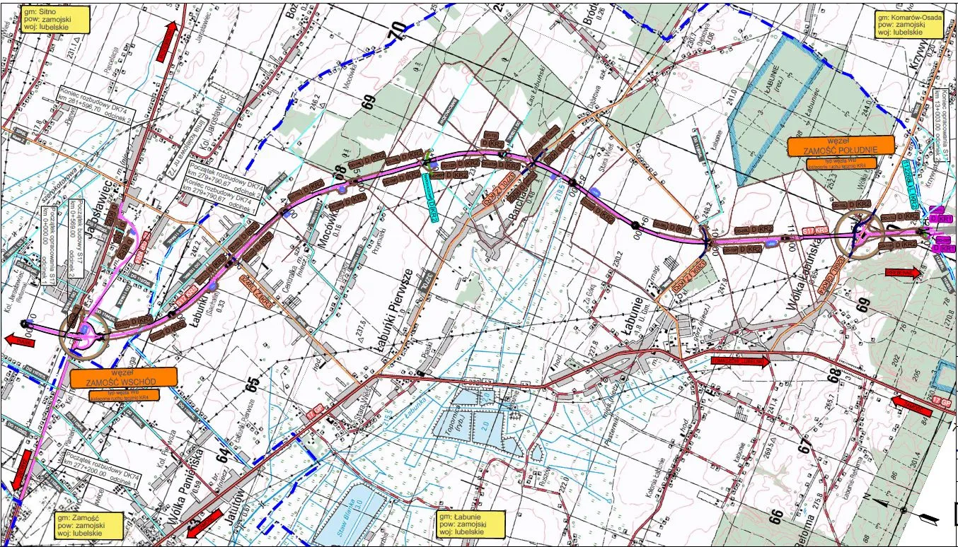 Droga ekspresowa S17 odcinek Zamość Wschód - Zamość Południe - plan orientacyjny