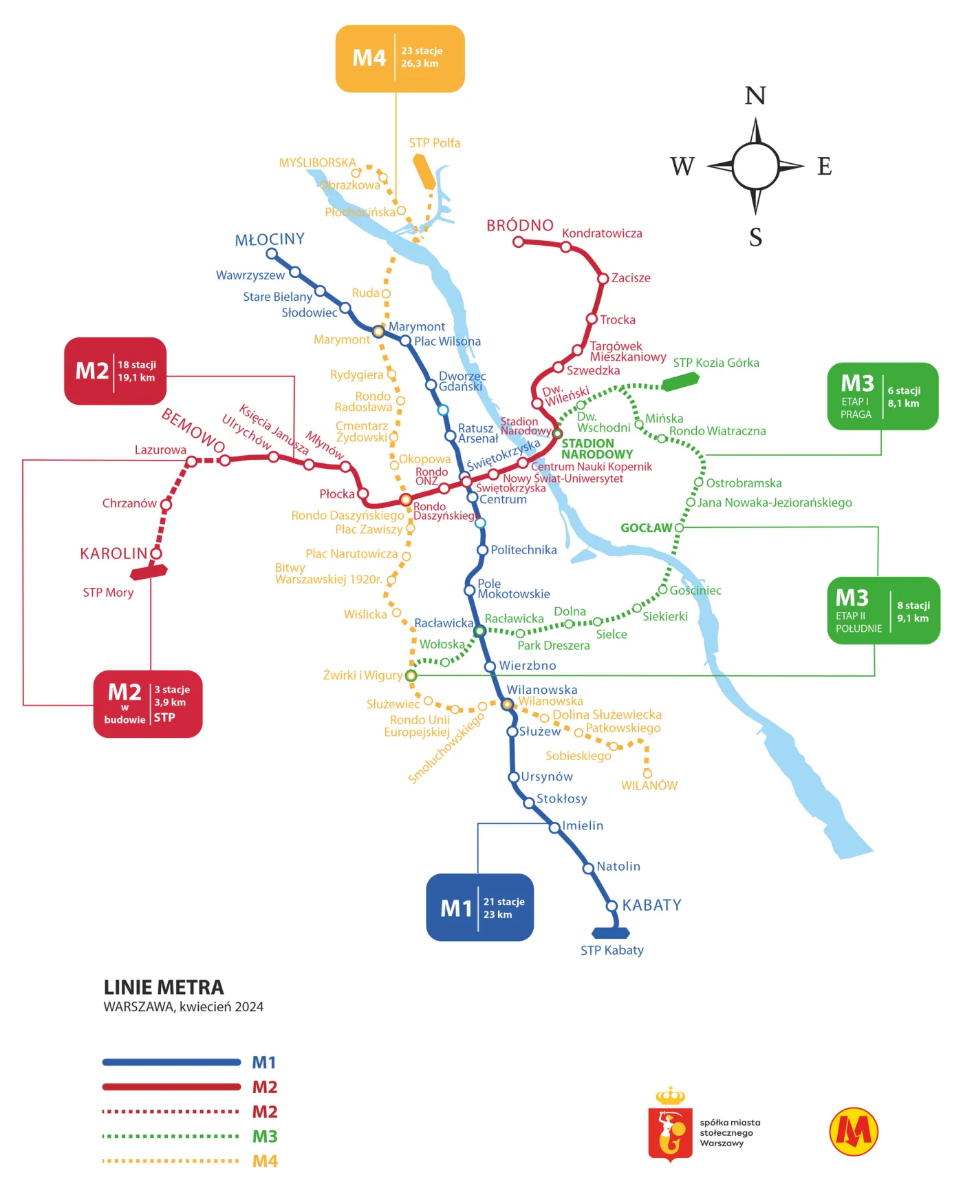 Aktualny i planowany przebieg linii metra w Warszawie (fot. Metro Warszawskie)