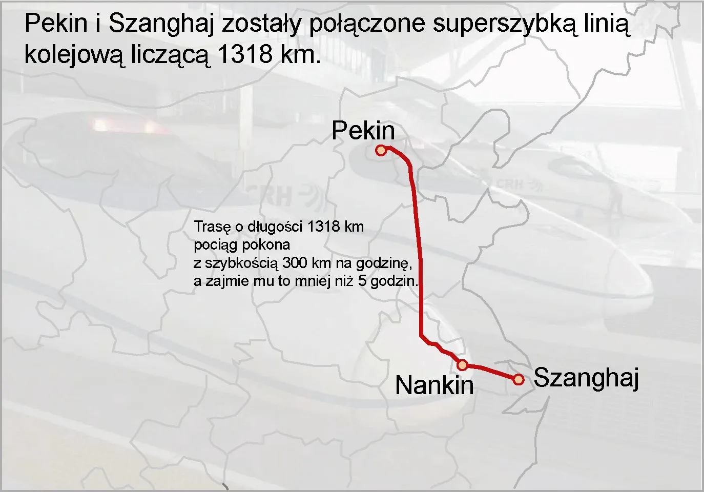 Rusza szybka kolej między Pekinem a Szanghajem w Chinach. W Polsce ta budowa trwałaby 3954 lata
