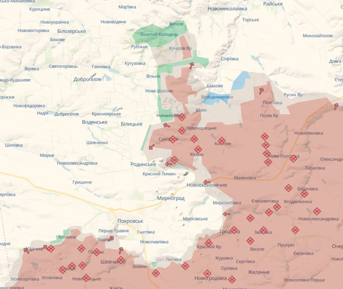 Okolice Pokrowska według Deepstate