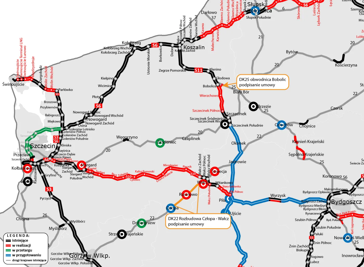 Podpisanie umowy na budowę obwodnicy Bobolic w ciągu DK25 i rozbudowę DK22 Człopa - Wałcz