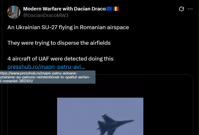 Film z naruszenia przestrzeni powietrznej Rumunii był komentowany w sieciach społecznościowych.