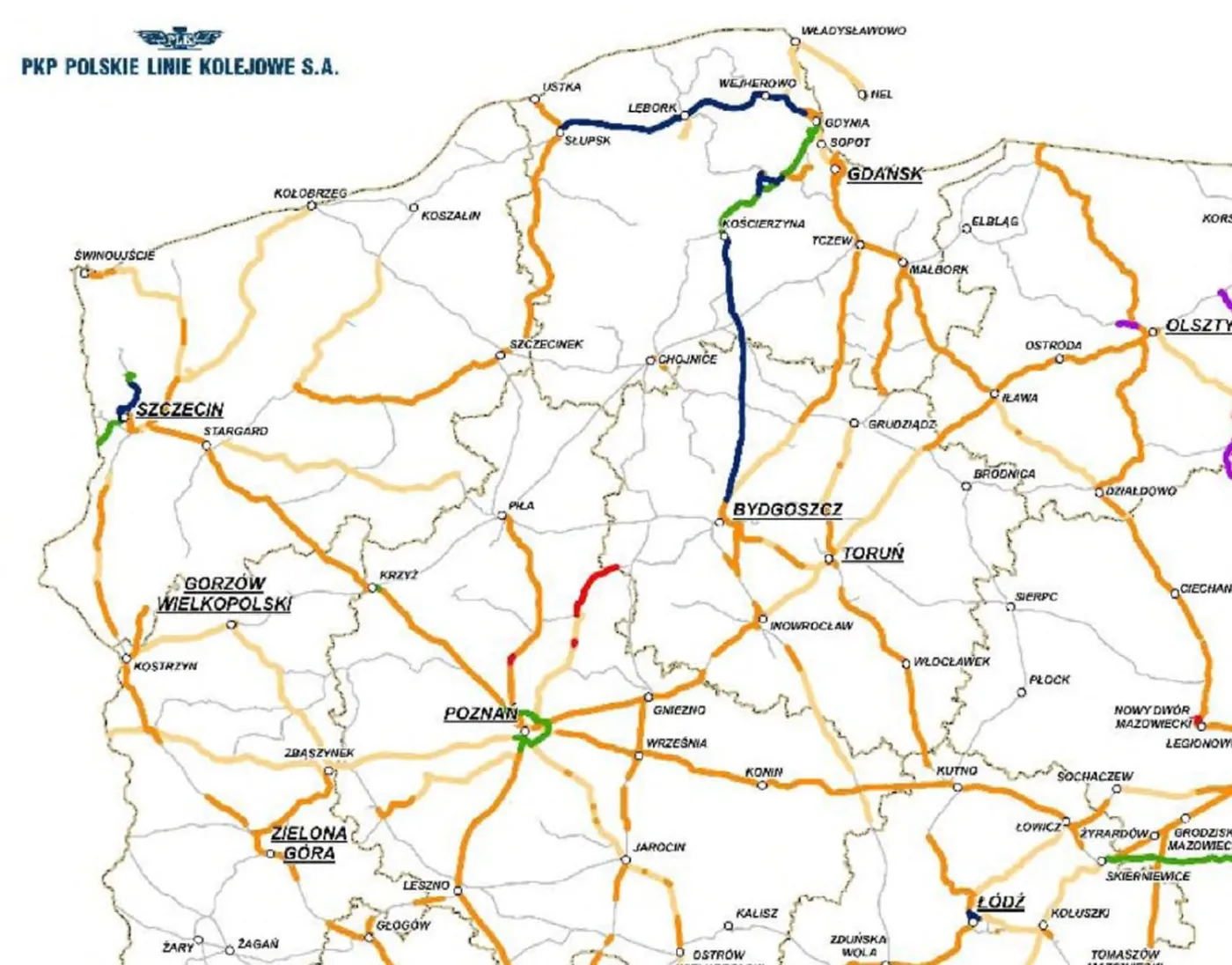 Inwestycje infrastrukturalne zawarte w Programie realizowane w perspektywie 2021-2027 (pół-zachód). 