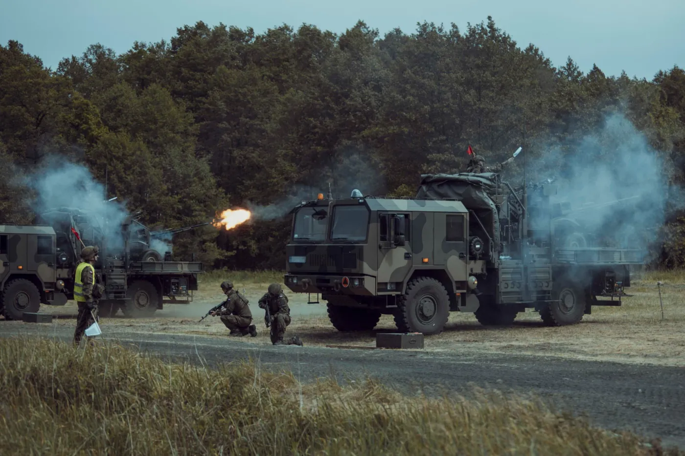 Dwa zestawy PSR-A Pilica 35. Skwierzyńskiego dywizjonu rakietowego Obrony Powietrznej w trakcie miedzynarodowego szkolenia NATO pk. Ramstein Legacy 2024.