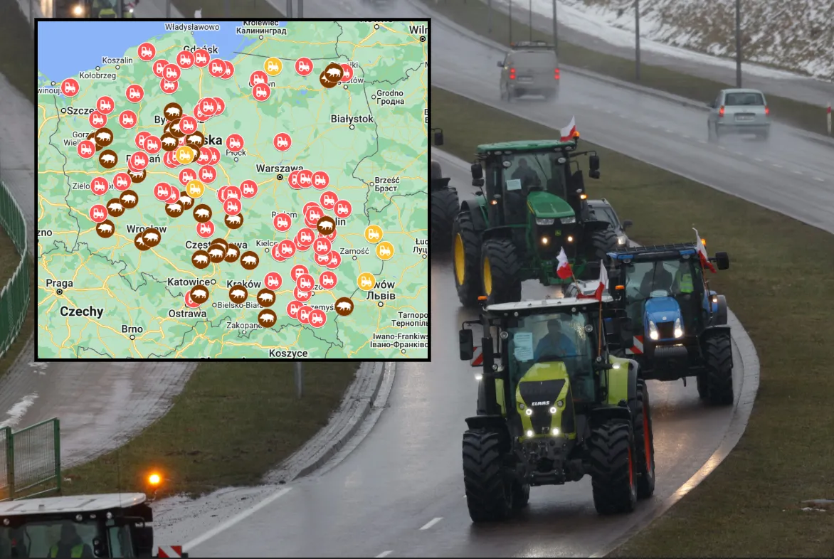 Dziś protest rolników. Gdzie będą zablokowane drogi? [MAPA]