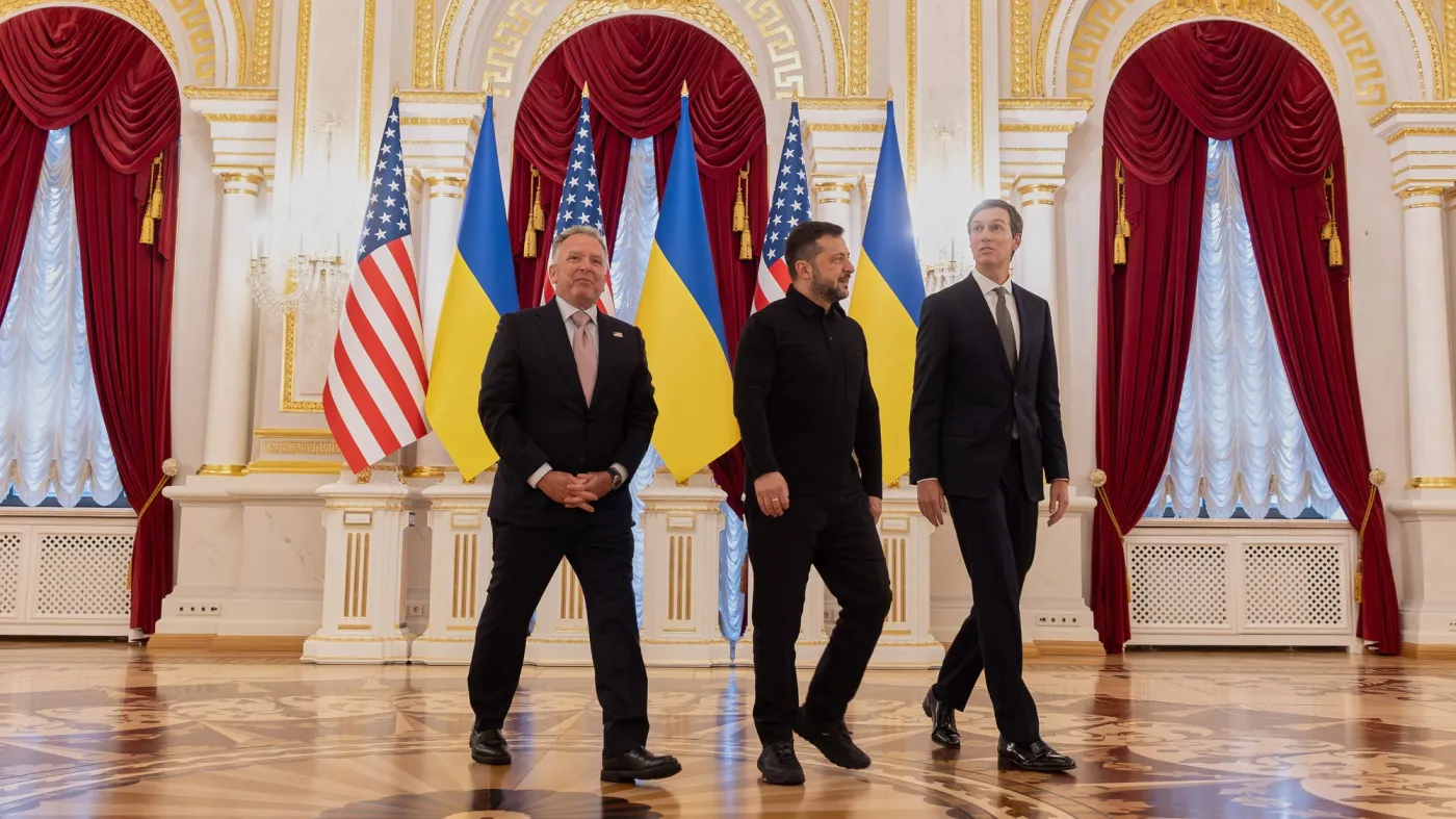 Steve Witkoff, Wołodymyr Zełenski i Jared Kushner 6 sierpnia w Kijowie