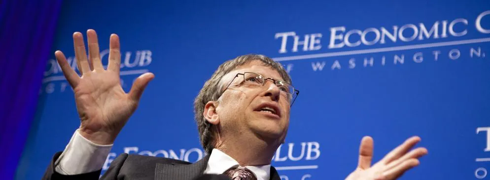 Bill Gates, prezes Microsoft Corporation, przemawia w Economic Club of Washington, DC, Waszyngton, DC, USA