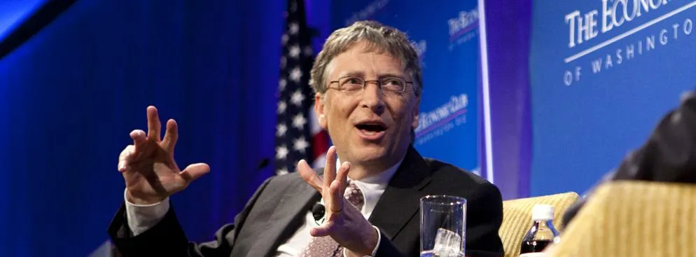 Bill Gates, prezes Microsoft Corporation, przemawia w Economic Club of Washington, DC, Waszyngton, DC, USA