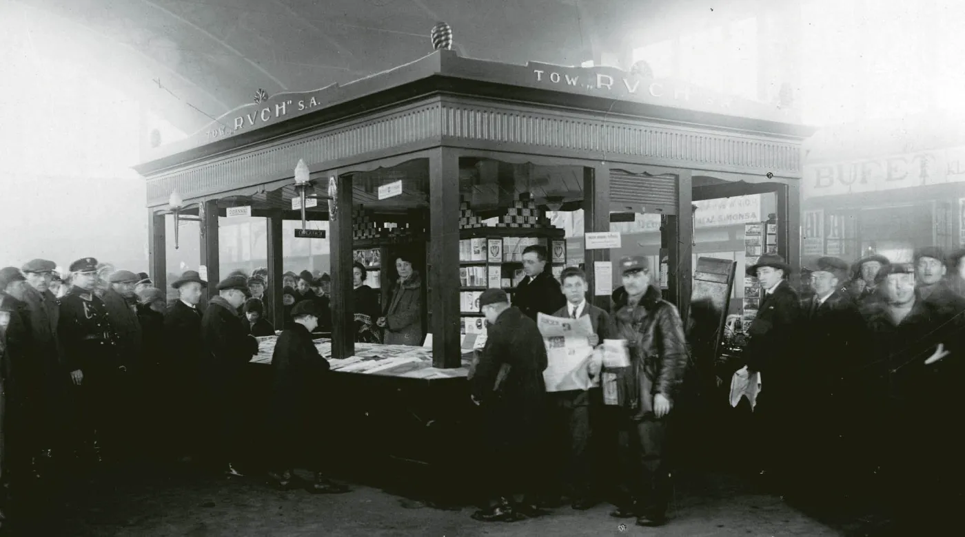Kiosk „Ruchu” na Dworcu Głównym w Warszawie, 1928 r.