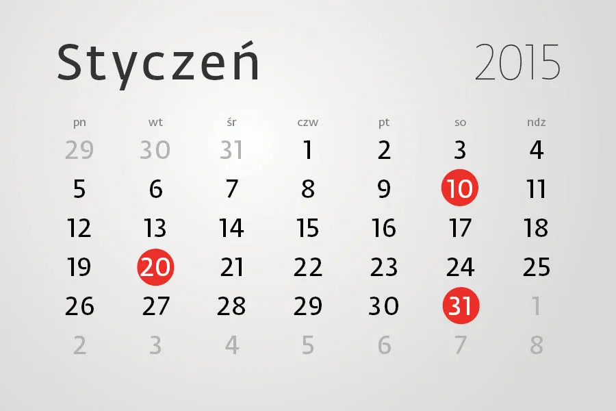 Kalendarz dla pracodawcy w 2015 r.: Kiedy i o czym należy pamiętać