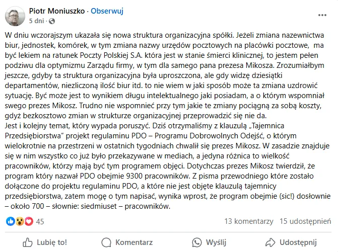 Wstępnie odejścia w ramach PDO obejmą jednak 700 osób