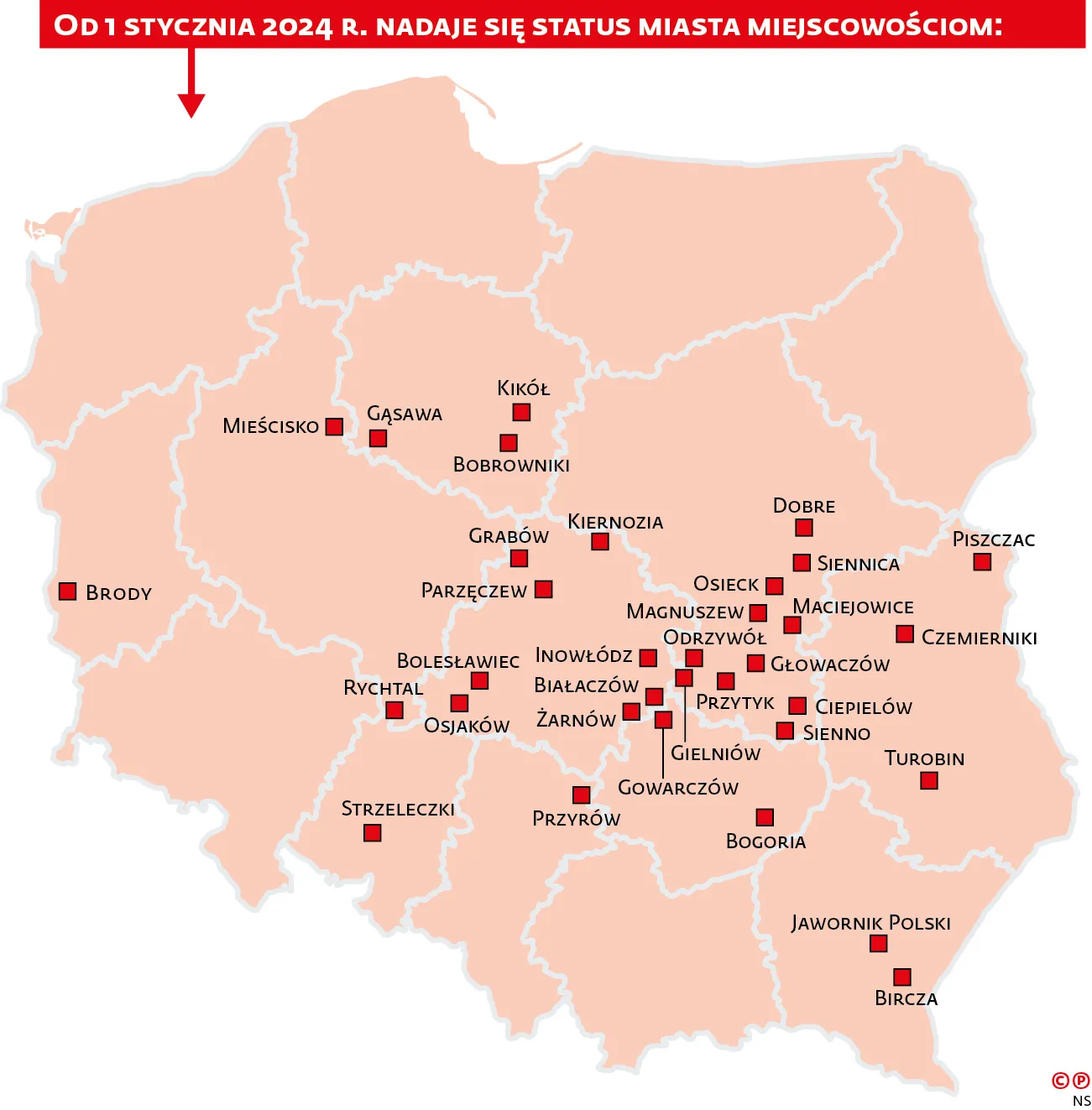 Od stycznia pojawią się 34 nowe miasta na mapie Polski