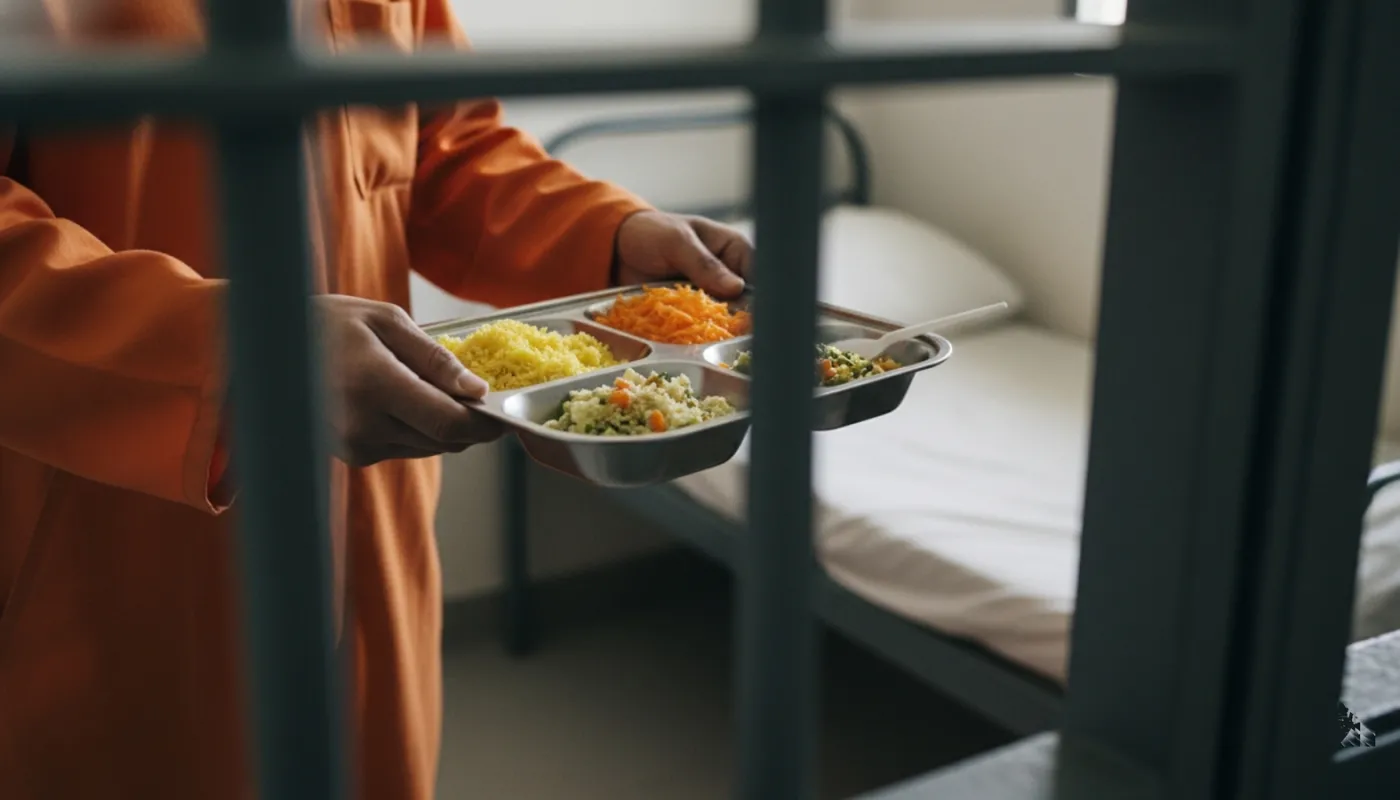 więzienie, taca z jedzeniem