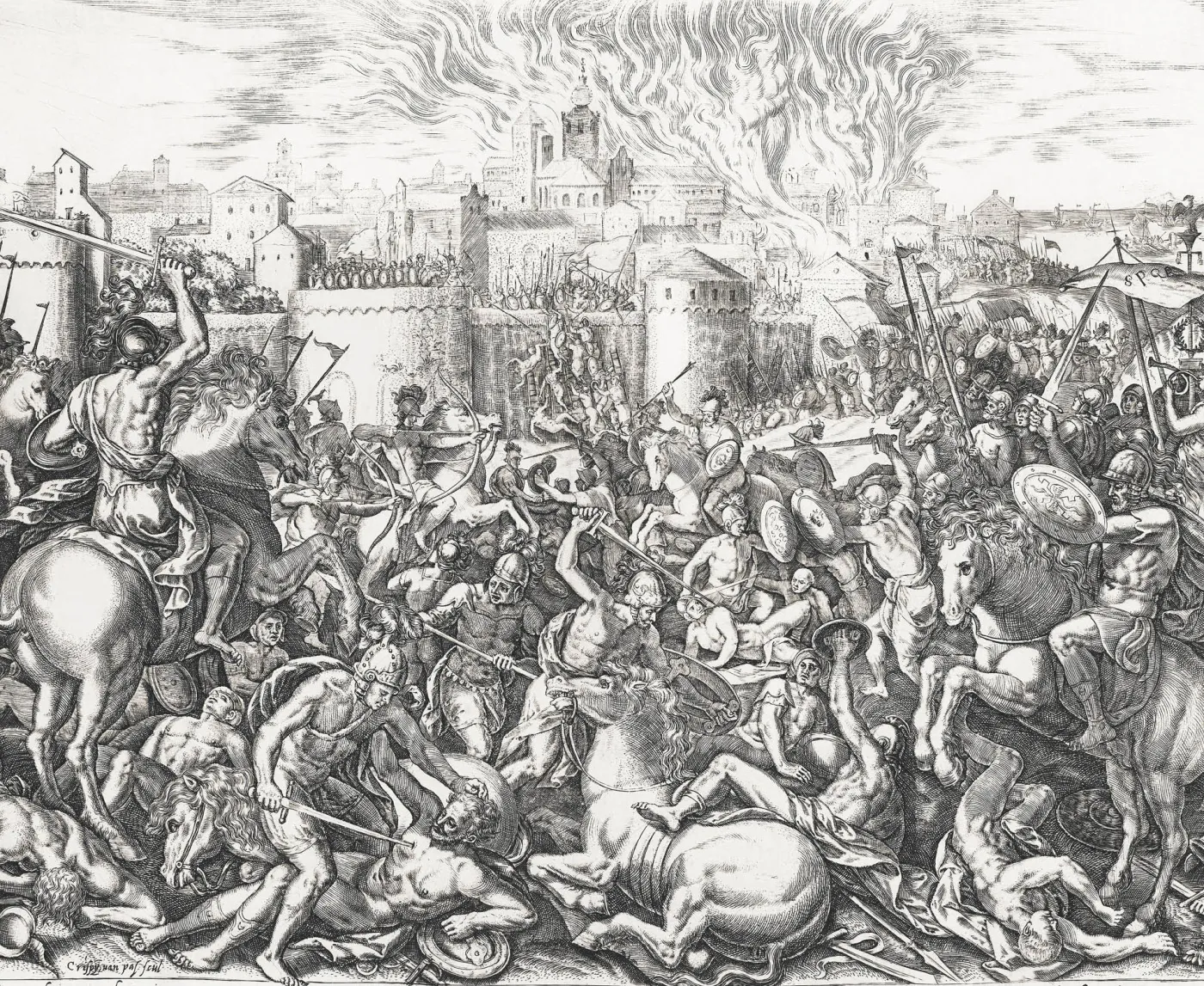 Barbara van den Broeck, rycina „Oblężenie Kartaginy” (ok. 1585 r.)