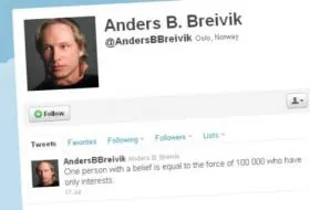 Profil Andersa Behringa Breivika na Twitterze. Fot. Twitter.com