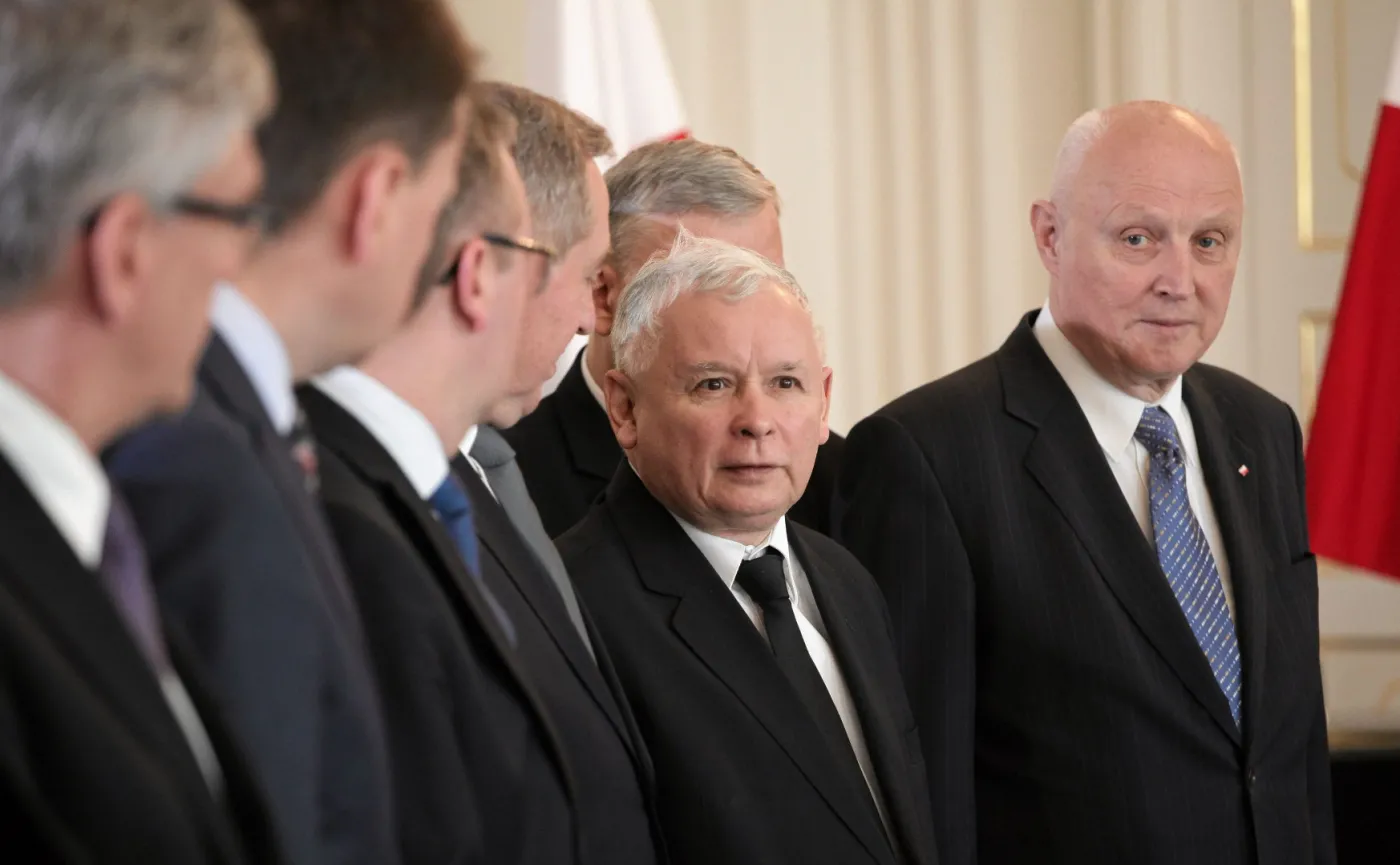 Wojciech Jasiński (z prawej) z Jarosławem Kaczyńskim