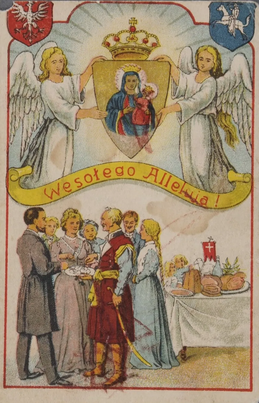 Zabytkowa pocztówka ze zbiorów Muzeum Hymnu Narodowego w Będominie