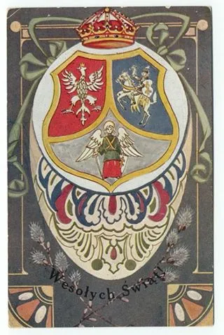Zabytkowa pocztówka ze zbiorów Muzeum Hymnu Narodowego w Będominie