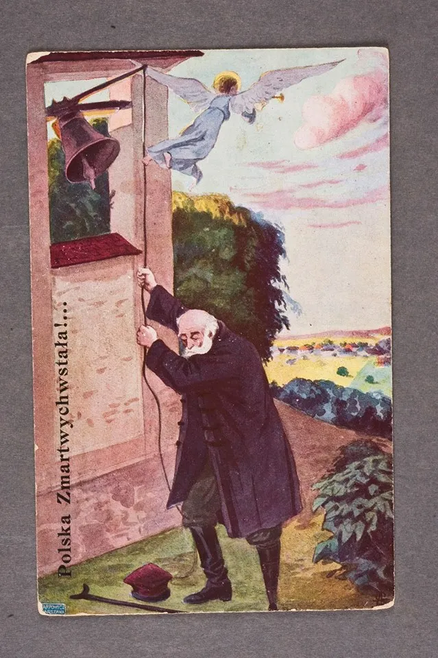 Zabytkowa pocztówka ze zbiorów Muzeum Hymnu Narodowego w Będominie