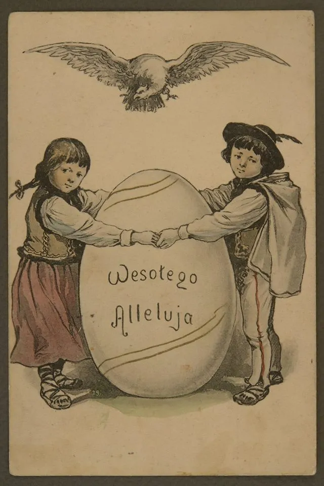 Zabytkowa pocztówka ze zbiorów Muzeum Hymnu Narodowego w Będominie