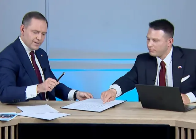 Wybory prezydenckie 2025. Nawrocki podpisał deklarację u Mentzena