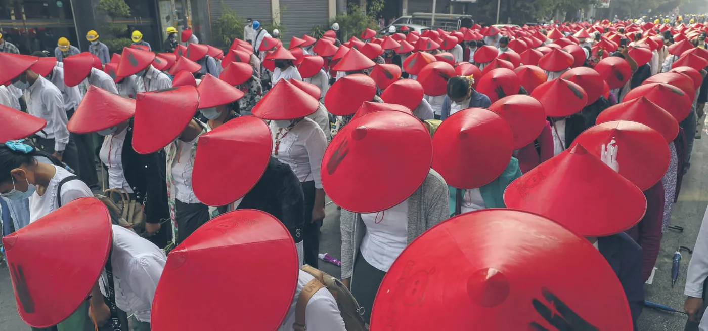 Demonstracja nauczycieli przeciwko puczowi, Mandalay, 3 marca 2021 r.