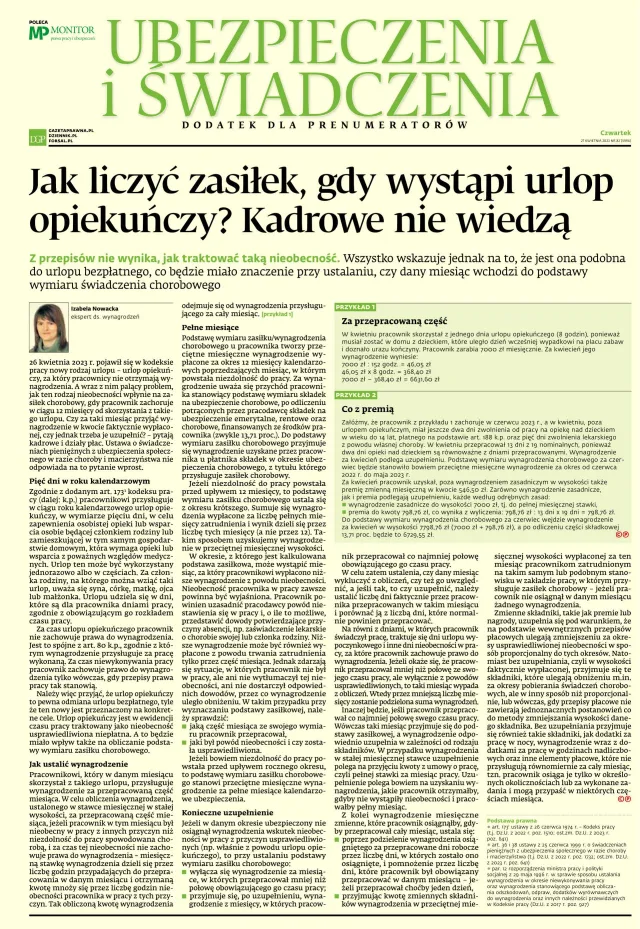 UBEZPIECZENIA I ŚWIADCZENIA