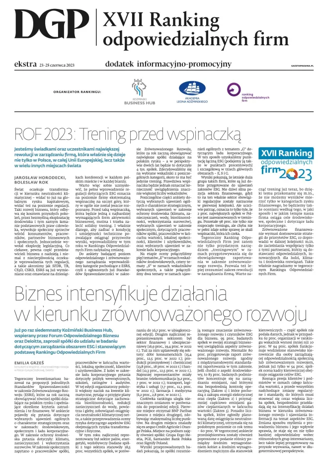XVII RANKING ODPOWIEDZIALNYCH FIRM