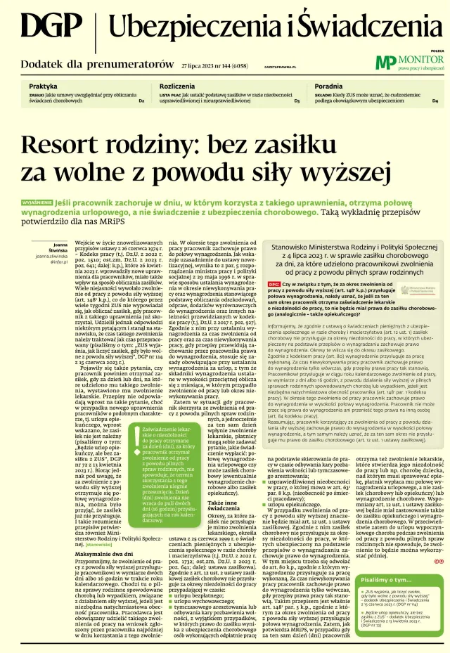 UBEZPIECZENIA I ŚWIADCZENIA