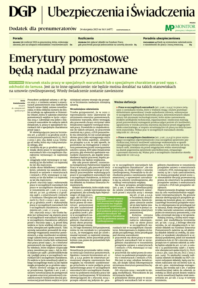 UBEZPIECZENIA I ŚWIADCZENIA