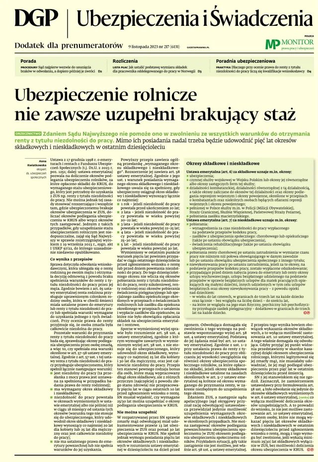 UBEZPIECZENIA I ŚWIADCZENIA