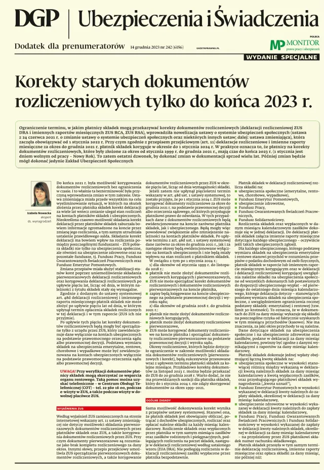 UBEZPIECZENIA I ŚWIADCZENIA - WYDANIE SPECJALNE