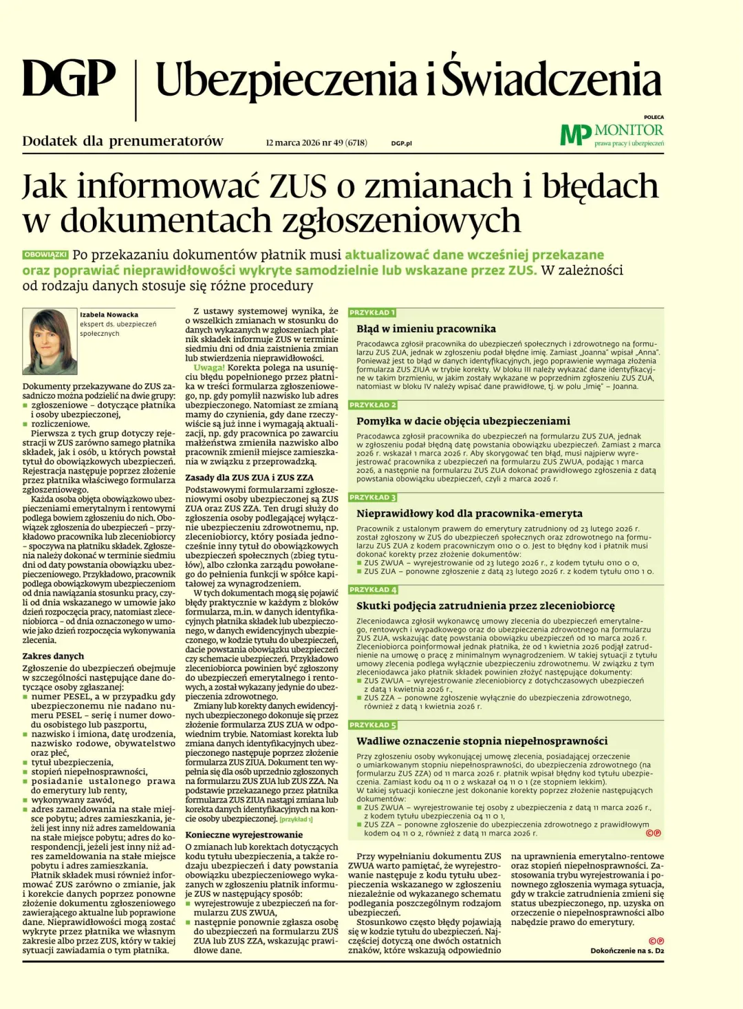 UBEZPIECZENIA I ŚWIADCZENIA