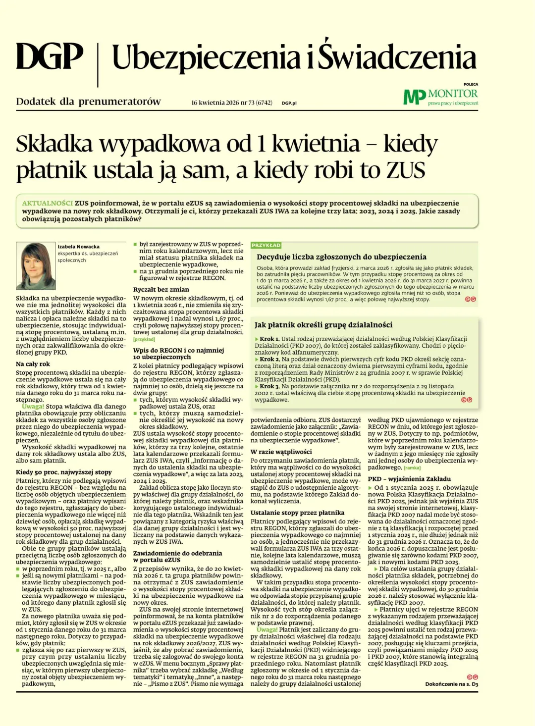 UBEZPIECZENIA I ŚWIADCZENIA