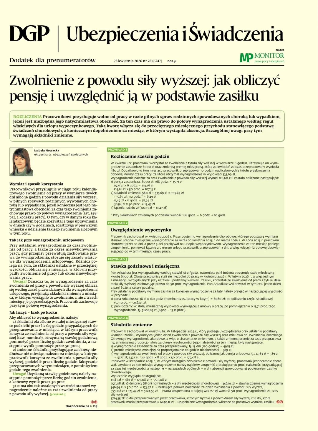 UBEZPIECZENIA I ŚWIADCZENIA