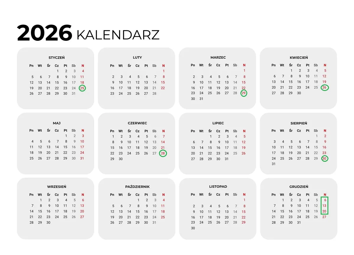 niedziela handlowa 2026 kalendarz