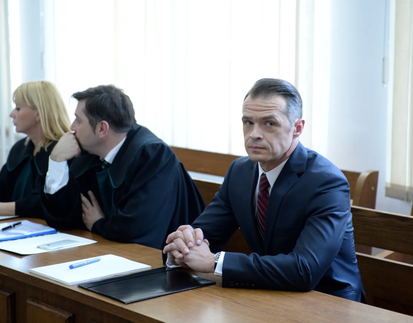 Sławomir Nowak oraz jego obrońcy podczas rozprawy. Fot. PAP/Jacek Turczyk