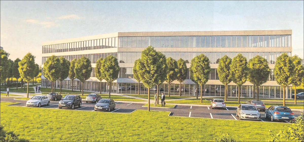 Wizualizacja laboratoriów Kujawsko-Pomorskiego Centrum Naukowo-Technologicznego im. Jana Czochralskiego, na zapleczu kampusu Uniwersytetu Mikołaja Kopernika.