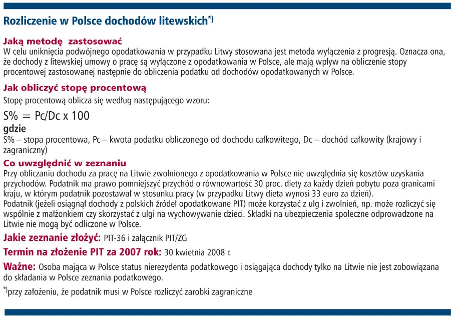 Jak rozliczać dochody zagraniczne - Litwa