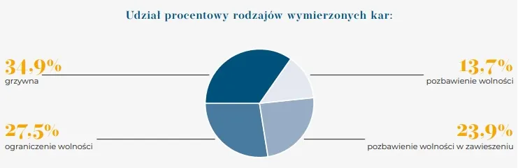 Udział procentowy rodzajów wymierzonych kar. Źródło: Stowarzyszenie Otwarte Klatki
