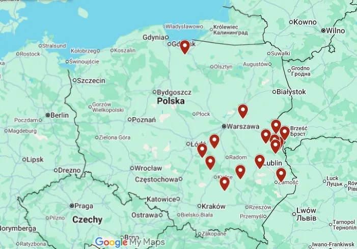 Miejsca, w których odnaleziono rosyjskie drony