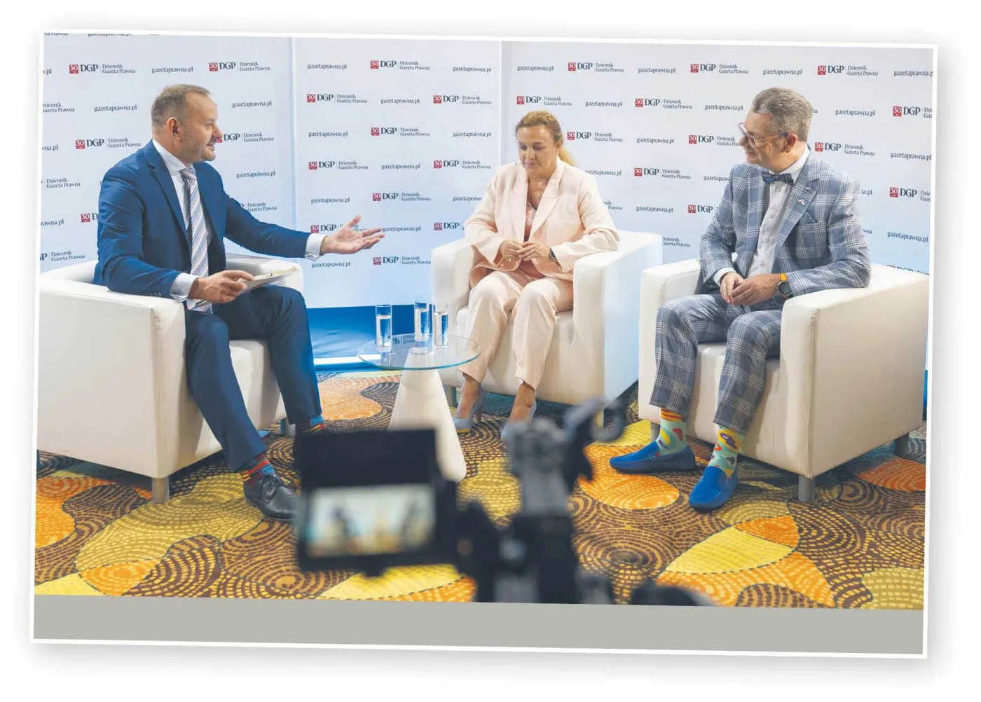 Prezeska Luxmedu Anna Rulkiewicz i rektor SGH Piotr Wachowiak w studiu DGP w Karpaczu
